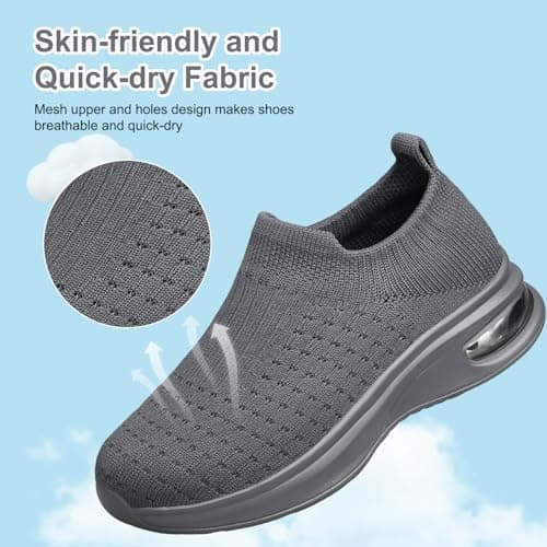 Raoendis Kids Sneakers Boys Girls Trainers Slip on Running Shoes, Fashion Breathable Sports Shoes Outdoor Indoor School Trainers for Big Kid Grey Size 4 — view 3