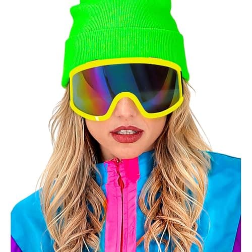 W WIDMANN MILANO Party Fashion - Ski Goggles Snowboard Goggles Yellow Accessory for 80s Fancy Dress Costumes — view 4