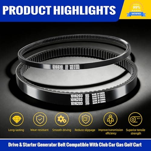 Roykaw Club Car DS Precedent Drive Belt and Starter Generator Belt Kit Fit Golf Cart DS 1997-UP and Precedent 2004-UP, Replace 101916701, 1016203 — view 3