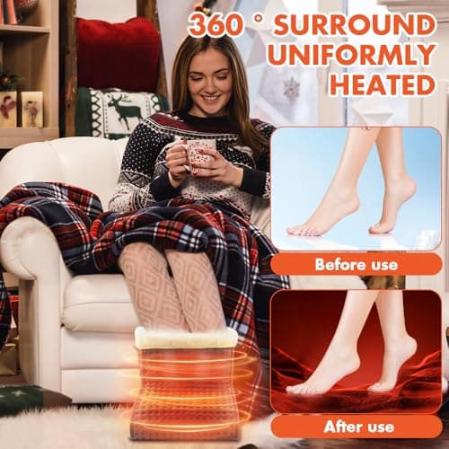Electric Foot Warmer, CJBIN Cold Feet Warmers, Cosy Heated Foot Warmer with Removable Lining, Adjustable 10 Temperature Settings and 3 Timer Settings, Foot Heater Warmer for Winter Home Office, Grey — view 5
