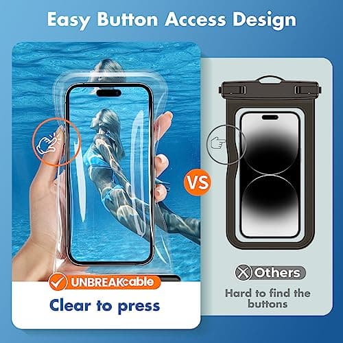UNBREAKcable Waterproof Phone Pouch 2 Pack, IPX8 Waterproof Phone Case Dry Bag for Swimming Travel Beach, Underwater Phone Case for iPhone 17 Air 16 15 14 Pro Max, Samsung S25 S24 Ultra up to 7 inch — view 4
