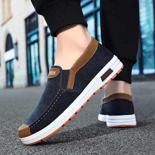 Casual Shoes Comfort Lightweight Driving Travel Walking Shoes Lightweight Breathable Mesh Sneakers Slip On Low-Top Sneakers Anti Slip Texture Soled Boat Shoe for Everyday Casual Wear Blue — view 2