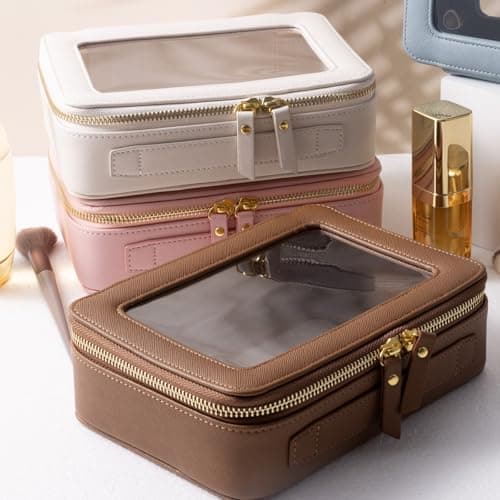 SANHECUN Toiletry Bag Waterproof Cosmetic Organizer with Hanging Hook for Travelling, White, Carry on 8 inch, Wash Bag — view 4