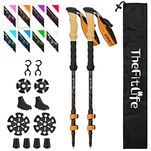 TheFitLife Carbon Fibre Trekking Poles Ultralight Walking Sticks for Hiking
