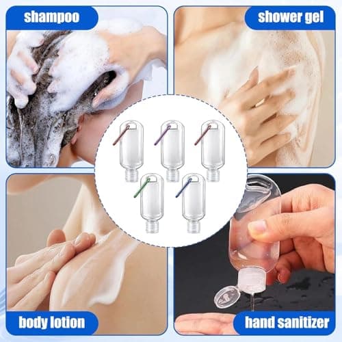 5pcs 50ml Leakproof Travel Bottles Set - Clear TSA-Compliant Toiletry Containers with Hooks for Hand Sanitizer, Liquids & Cosmetics, Portable Storage Solution — view 4