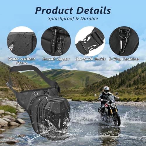 flintronic Leg Bag, Motorcycle Leg Bag, EVA Hardshell Durable Hiking Waist Pack, with Headphone Jack, Waterproof Multi-Function Sports Hip Bag for Men Women Cycling Running Traveling and Fishing — view 3