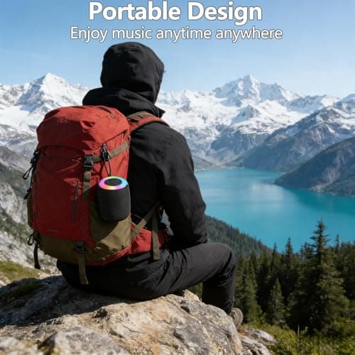 BDSKIIQ Bluetooth Speaker, 2026 Portable Bluetooth Speaker With Led Light, Louder Volume & Enhanced Bass, 20H Playtime, IPX7 Waterproof, USB C Fast Charge for Bathroom, Outdoor, Party, Travel, Sport — view 5