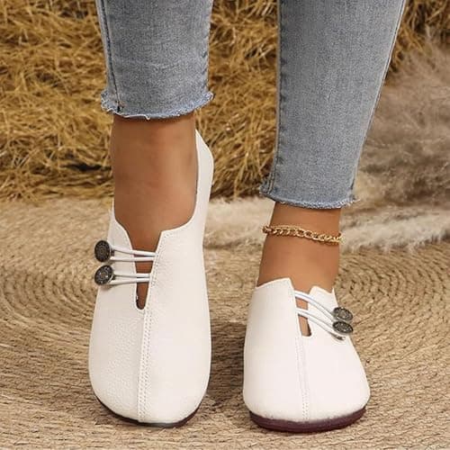 New Soft Leather Ladies Flat Shoes,Orthopedic Loafers for Women,Comfortable Soft Flats Sandals Slip-On Shoes (Light Brown,4) — view 2