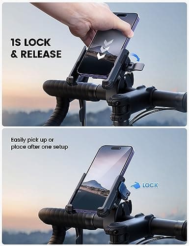 Lamicall Motorcycle Phone Holder for Filming - 【1s Quick Release】 Universal Motorbike Phone Mount Adapter, Phone Holder Bike for iPhone 17 16 15 14 13 Pro Max Plus Air, Samsung S24 Ultra, All Phones — view 3