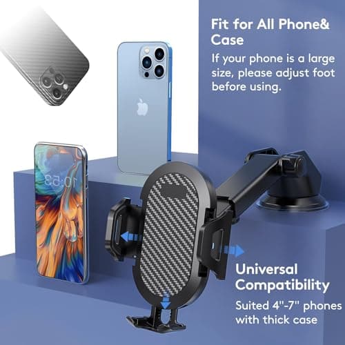LOLBIU Universal Car Phone Holder Adjustable for Car Windshield, Black — view 4
