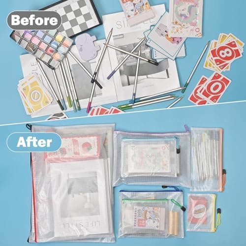 Plastic Zip Wallets Folders- 20Pcs Multi-Sizes Zip Lock Bags Plastic Folders Document Wallet Zip Pouches for School, Office, Travel, Home Storage, and Organizing Stationery. — view 6