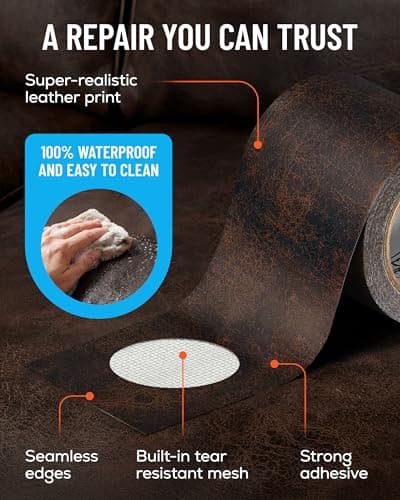 MATCH ’N PATCH Leather Repair Tape - Dark Brown (4.5 m x 5.7 cm roll) Self Adhesive Leather Patch with Printed Leather Pattern for Sofas, Chairs & Vinyl - Fix Rips & Scratches, Crafts & DIY — view 6