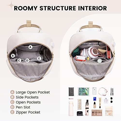 LOVEVOOK Backpack Womens Small Fashion Rucksack Bag for Ladies with USB Port Waterproof Handbag for Girls Anti-theft Mini Casual Daypack City Pack for School Uni Travel, Beige Khaki — view 3