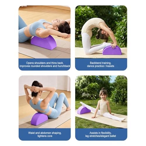 Half Round Yoga Blocks, 2 Color Anti Slip Half Round Pilates Block, Lightweight Yoga Brick Cushion for Women Men, Multifunctional Pilates Blocks Gymnastics Equipment, for Workout Equipment — view 3