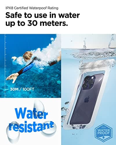 Spigen [2 PACK Waterproof Floating Phone Case Up to 8.2" White — view 5