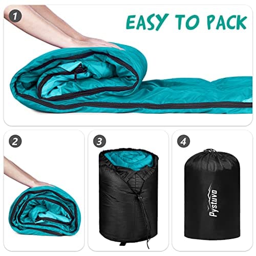 Pystuvo Sleeping Bag for Adults,4 Season Sleeping Bag,Lightweight,Waterproof Indoor & Outdoor Use,Blue — view 6
