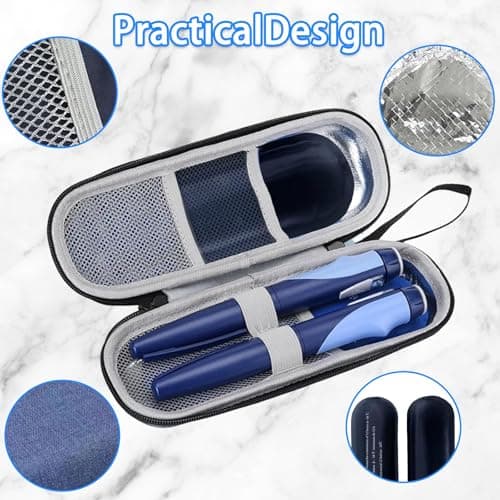 KPSRFG Insulin Cooler Travel Case, Monjaro Travel Case, Insulin Pen Case & Insulated Medicine Cool Bag - Injection Cooler Travels Cases, Portable Trave Cooler for Temperature-Sensitive Items（Blue） — view 3