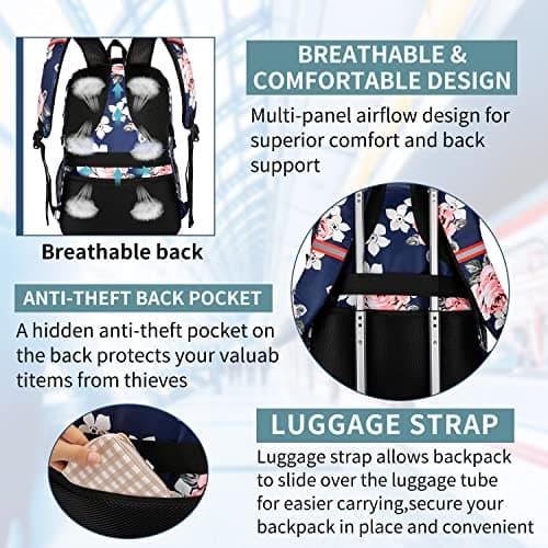 Travel Laptop Backpack for Women,Lunch Backpack Extra Large Business Work Backpack with Insulated Cooler Compartment,Water Resistant 17 Inch Computer Rucksack with USB Charging Port College School Bag — view 6