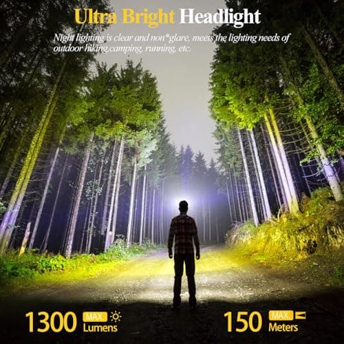 Head Torch Rechargeable,Headlamp with 6 Modes,Red Light & Motion Sensor — view 2