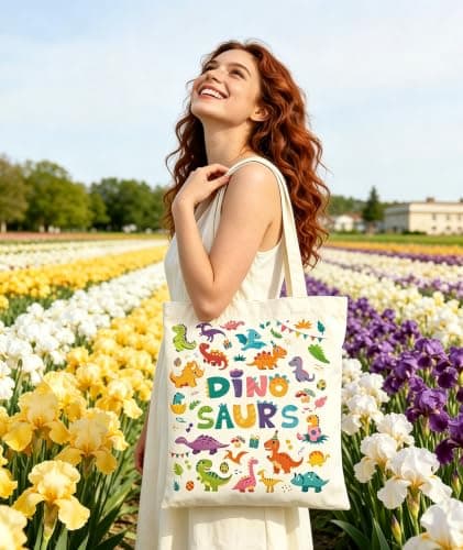 Dinosaurs Canvas Tote Bags Kids - Cartoon Polyester Shoulder Bag Boys Girls — view 2