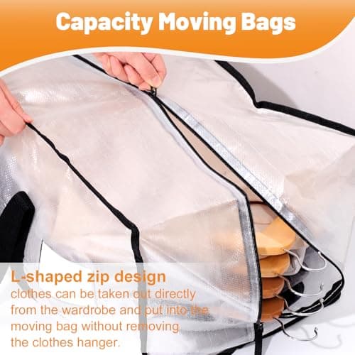 Dntorx 8 Pack 90L Moving Bags with L Zip, Clear Waterproof Storage Totes — view 5
