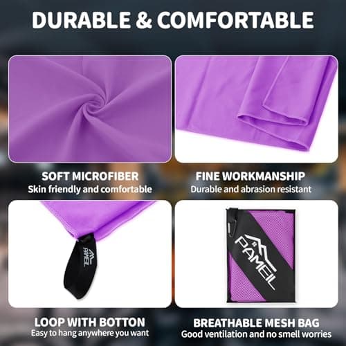 Pameil Microfibre Towel,3 Set(80 x 40cm x2 +160 x 80cm) Large Microfibre,Quick Dry Towel,Gym Workout Travel Swimming Beach Camp Outdoor Hiking (Light purple) — view 5