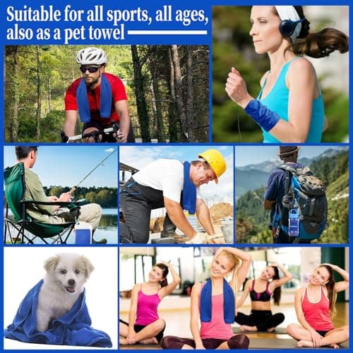 VAKKI Cooling Towel, Ice Cold Sports Sweat Towels for Instant Relief Perfect Coolings Scarf Neck,Forehead, Wristband, Bandana, Stay Cool from Over Heating During All Kinds of Sport and Exercise — view 6