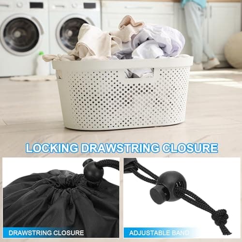 PATIKIL Polyester Laundry Bag, 2 Pack 12"x9" Heavy Duty Travel Bag with Drawstring Tear Resistant Dirty Clothes Storage for Traveling Camping College Dorm, Black — view 4