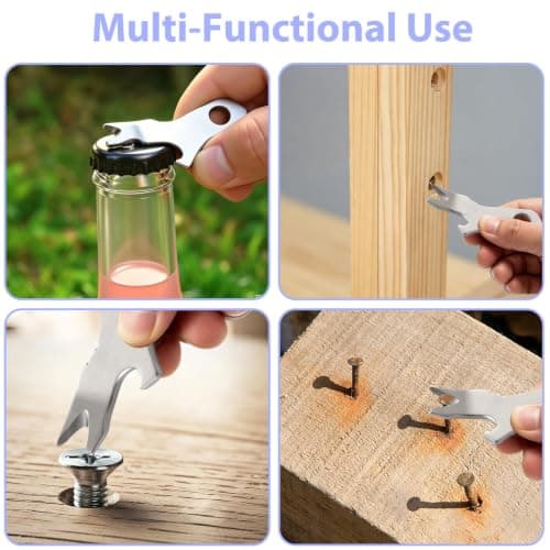 Keychain Bottle Opener 7-in-1 Key Tool with Screwdriver, Silver — view 4