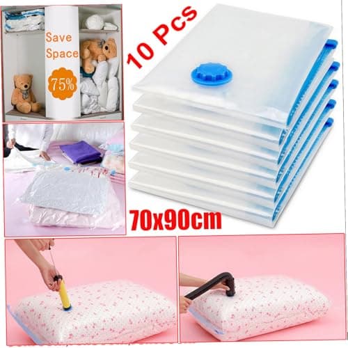 White Vacuum Storage Bag for Pillows and Clothes, Foldable — view 3