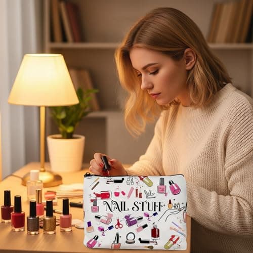 1PCS Nail Polish Organiser Bag Canvas Large Capacity 9x7in Portable Storage Case for Women Girls Manicurist DIY Travel Nail Accessories — view 4