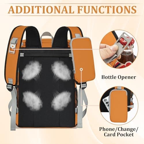 Insulated Backpack Bag 30L for Camping, Picnic, BBQ, Beach, Hiking, Orange — view 5
