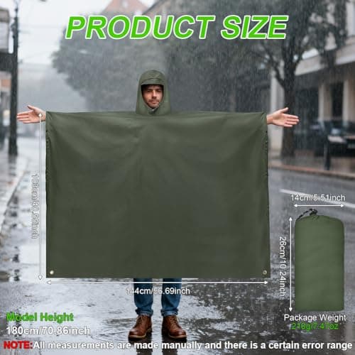 Vicloon Waterproof Poncho Adult Lightweight Reusable Adult Poncho,Multi-use — view 2