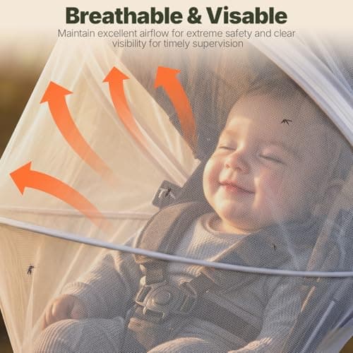 Orzbow Mosquito Net for Pram, Two-Way Zippers for Easy Access — view 5