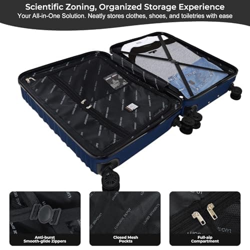 Luggage Depot Checked Suitcase with TSA Lock, Medium Luggage Navy Blue — view 3