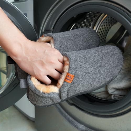 LongBay Men's Slippers Warm Memory Foam House Shoes Winter Gift Grey 6/7 UK — view 6