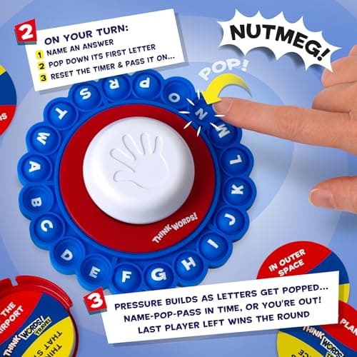 Think Words Travel Game: Choose a category, name an answer, pop the first letter, press the timer and pass it on! | Family Games | Travel Games | For 2-8 Players | Ages 8+ — view 6