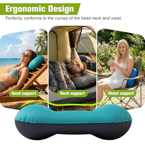 JetsCush Camping Pillow Inflatable Lightweight Travel Pillow Teal — view 4