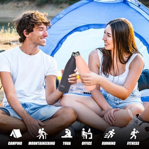 WATERSY Stainless Steel Insulated Water Bottle, Double Walled Metal Vacuum Flask Keep 24 Hrs Cold & 12 Hrs Hot Thermal Metal Sports Bottles 500ml BPA Free for Outdoor, Work, Gym, School (Dark purple) — view 6