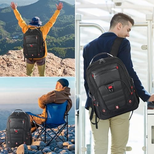Z-MGKISS Men's Extra Large 55L Anti-Theft Backpack, TSA-Approved for 18.4-19" Gaming Laptops, Gym Work Travel for Business College Daypack (Black) — view 6