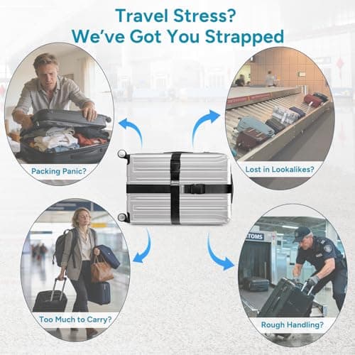 travel inspira Luggage Strap 2 Packs, Travel Suitcase Straps (Black) — view 5