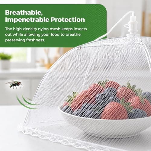 2 Pack Pop Up Mesh Food Covers, Collapsible Food Cover Dome with Plate Umbrella Fly Net, Reusable Food Tents for Outdoors, Screen Tents, Parties, Picnics & BBQs — view 3