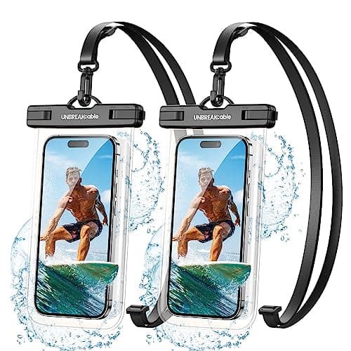 UNBREAKcable Waterproof Phone Pouch 2 Pack, IPX8 Waterproof Phone Case Dry Bag for Swimming Travel Beach, Underwater Phone Case for iPhone 17 Air 16 15 14 Pro Max, Samsung S25 S24 Ultra up to 7 inch