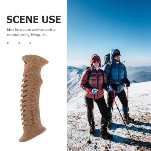 Totority Ergonomic Cork Trekking Pole Handle Grip for Hiking and Outdoor Activities Wear-resistant Universal Replacement Grip Suitable for Trekking Poles Brown Colour — view 3