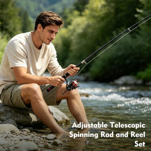 Telescopic Fishing Rod and Spinning Reel Combo,Complete Set for Beginner — view 6