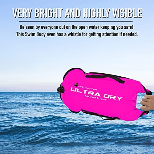 Swim Buoy Tow Float Highly Visible Swimming Float Dry Bag with Adjustable Waist Belt, Carry Strap, Waterproof Phone case for Open Water, Water Sports, Swimming 28l Pink — view 3