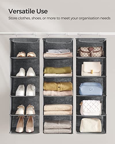 SONGMICS Hanging Wardrobe Storage Organiser, Foldable — view 5