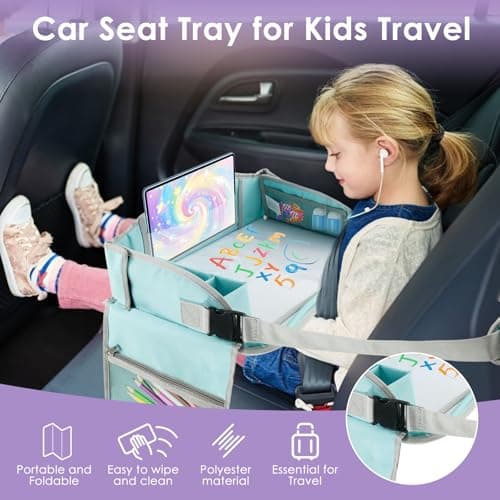 Car Tray Table for Kids Cars Seat Travel Tray Portable Drawing Board Play Pallet Cars Seat Detachable Lap Trays Carseat Table Trays for Kids in Car Airplane Activities Toddler Travel Accessories — view 2