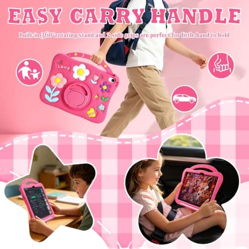 Vofolen for iPad (A16)11th/10th Generation Case Kickstand Handle Flower — view 4