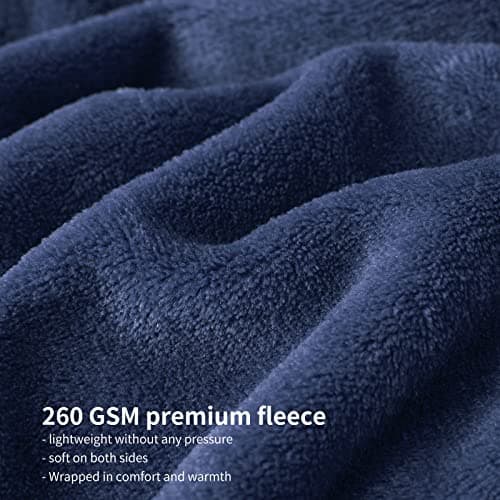 Aisbo Navy Blue Throws Blanket for Sofas - Single Fluffy Blanket Bed Throw Fleece, Warm Soft Flannel Blanket for Couch, 130x150cm Navy — view 4